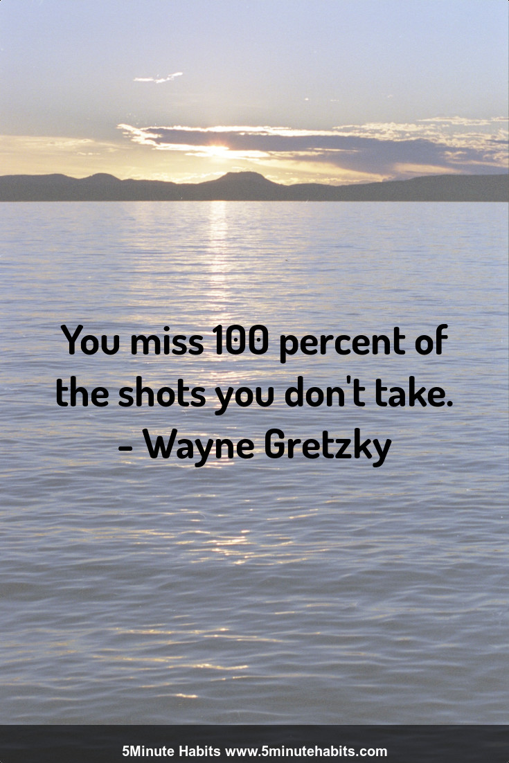 You miss 100 percent of the shots you don't take. - Wayne Gretzky